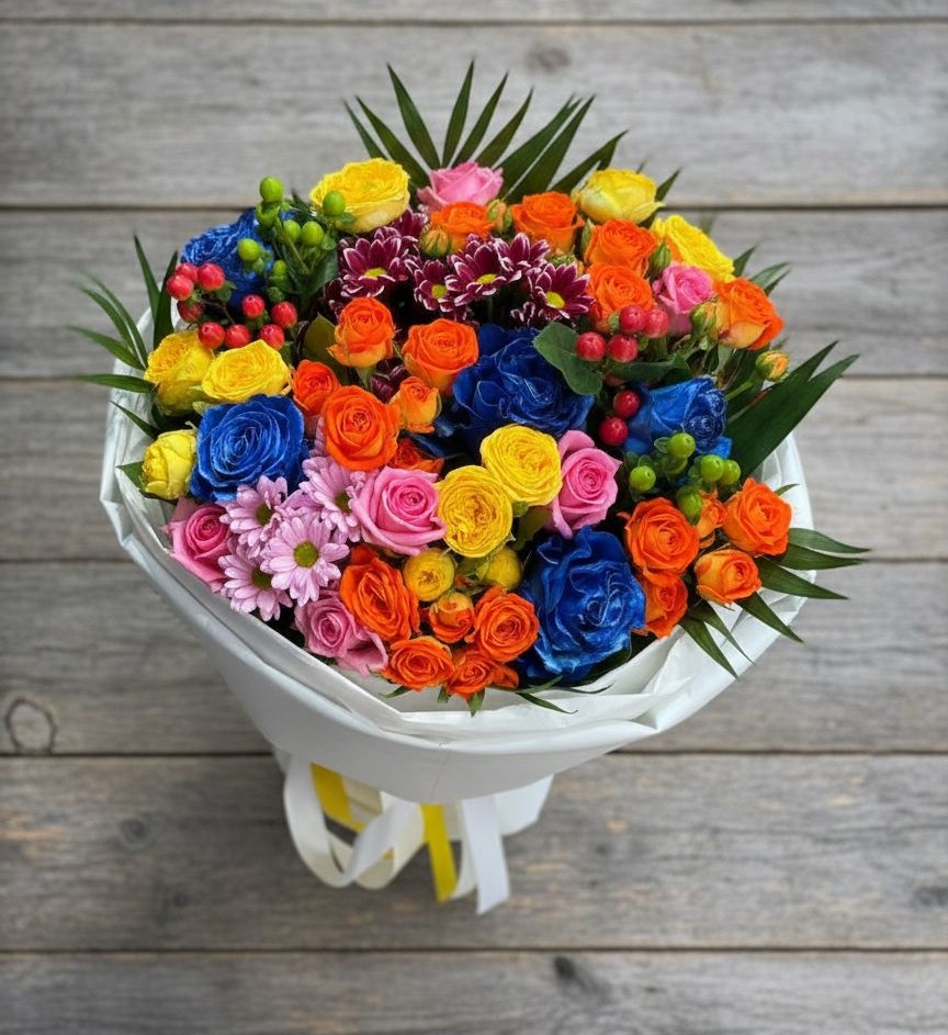 Букет цветов из: Розы и Хризантемы в Полевой