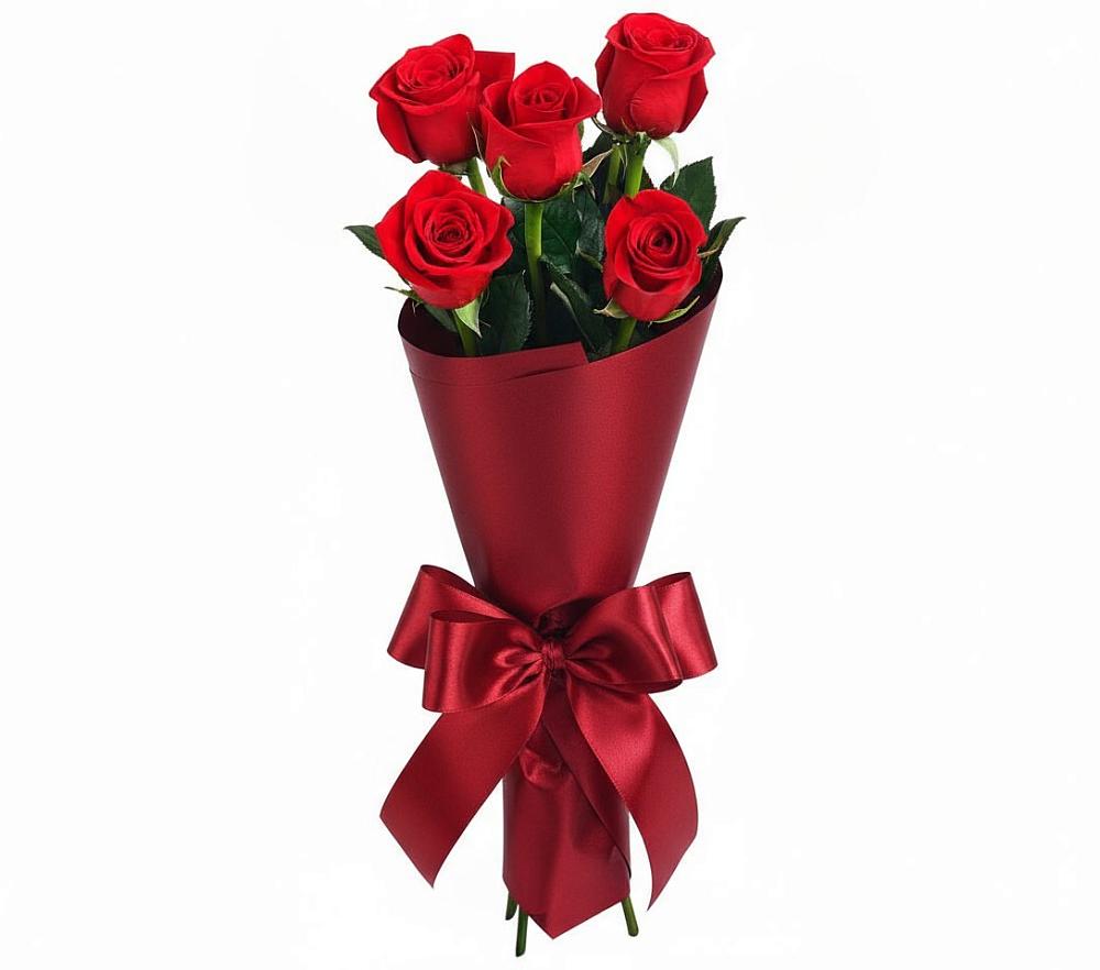 Букет 5 Красных роз Эдлесс Лав в Полевой