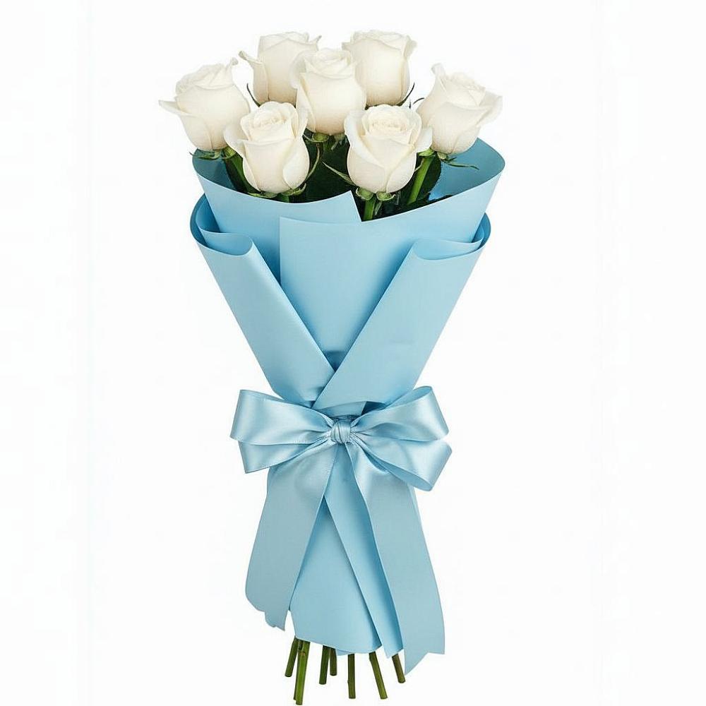 Букет 7 белых роз Проуд в Полевой