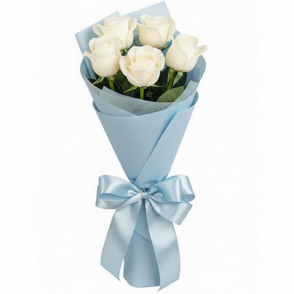 Букет 5 Белых роз Проуд в Полевой