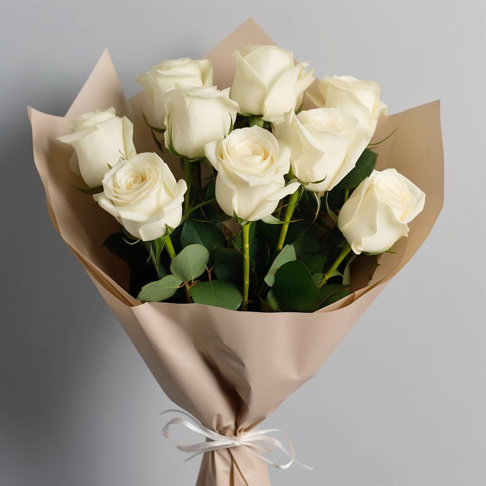 Букет 9 Белых роз Эдлесс Лав в Полевой