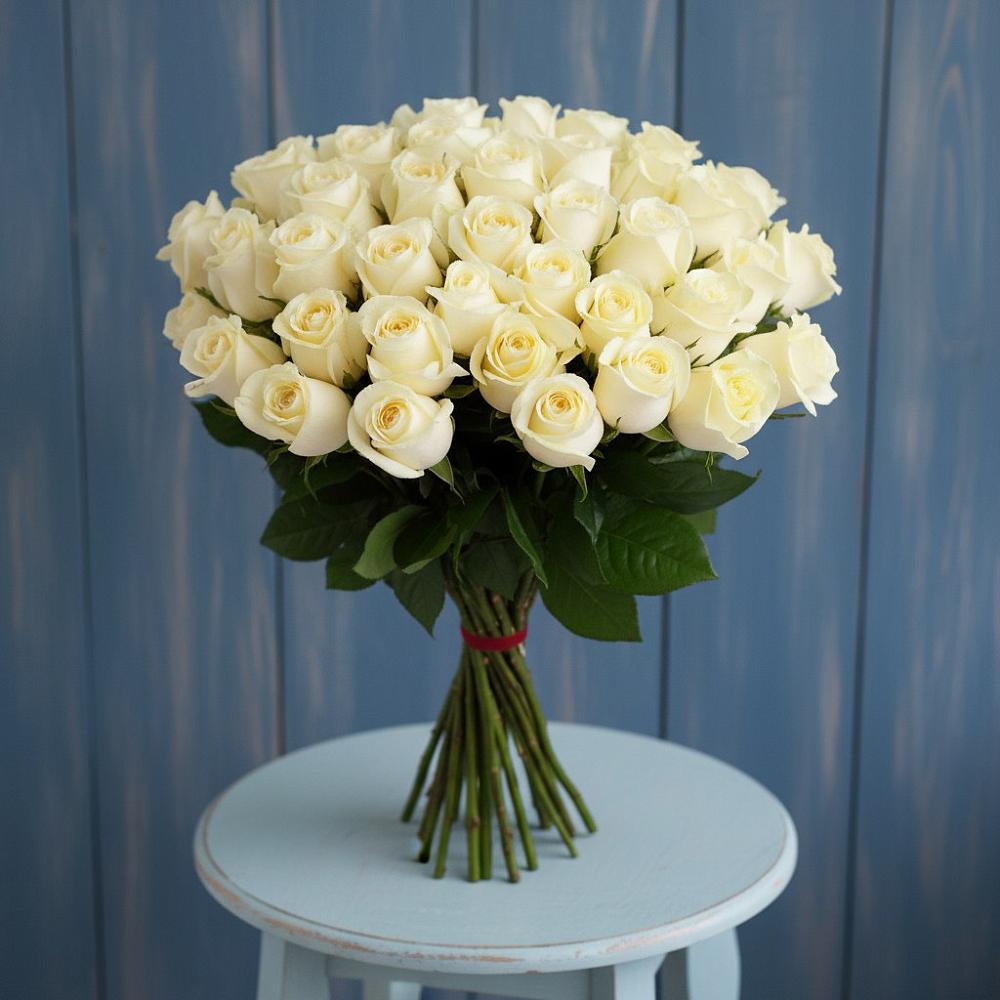 Букет 51 Белая роза Эдлесс Лав в Полевой