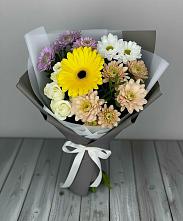 Букет цветов из:  Розы, Герберы и Хризантемы в Полевой