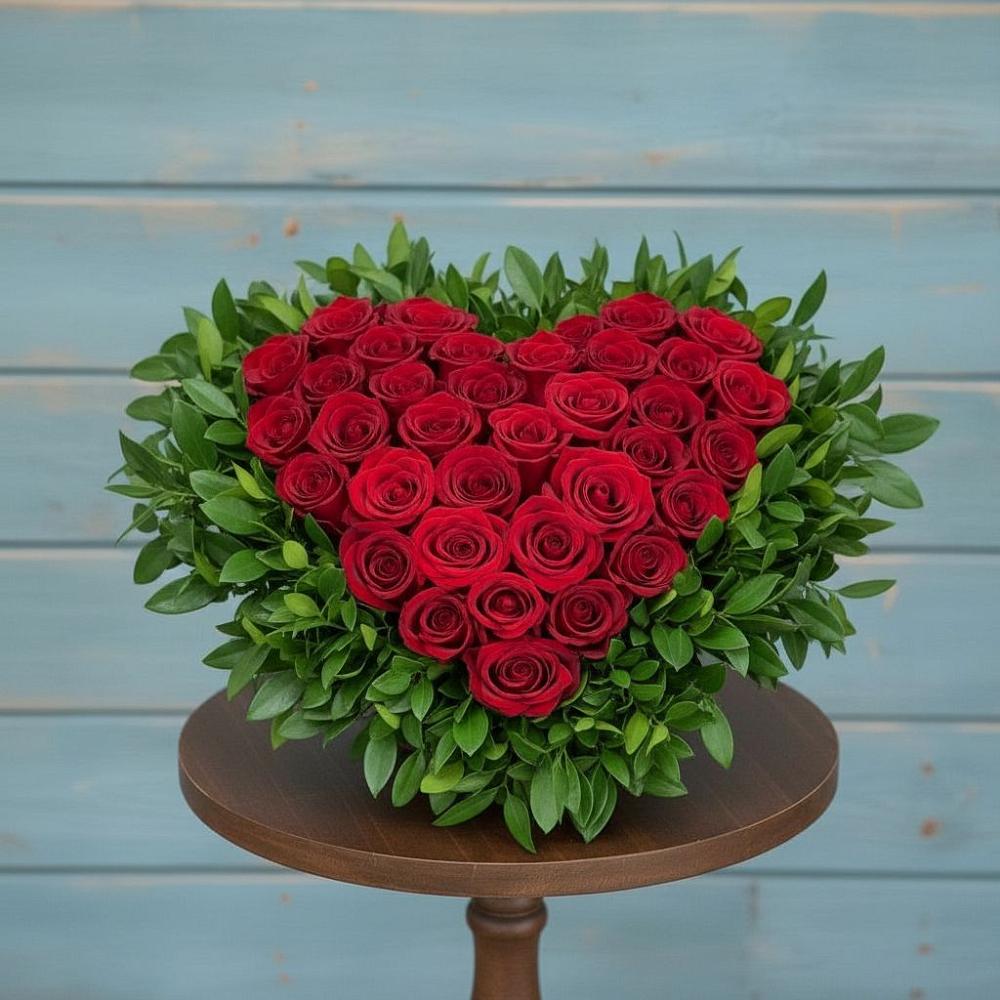 Цветочная композиция из Розы в виде сердца в Полевой