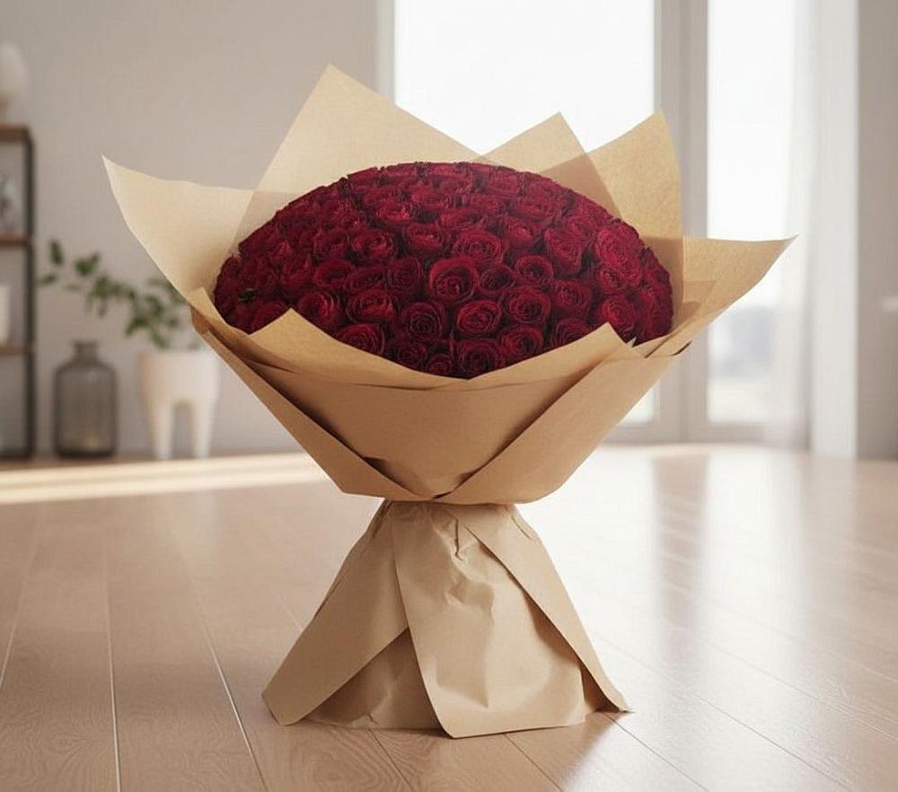 Букет 101 Красная роза в Полевой