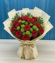 Букет цветов из:  Розы и Хризантемы #REPLACE_PRED# Полевой