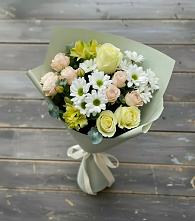 Букет цветов из:  Альстромерии, Розы и Хризантемы #REPLACE_PRED# Полевой