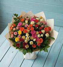 Букет Микс из разноцветных кустовых роз #REPLACE_PRED# Полевой